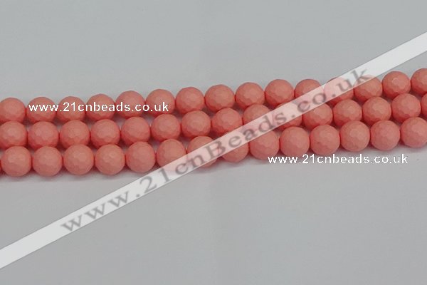 CSB1853 15.5 inches 10mm faceetd round matte shell pearl beads