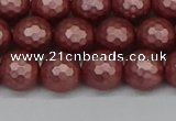 CSB1862 15.5 inches 8mm faceetd round matte shell pearl beads