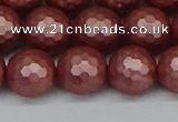 CSB1864 15.5 inches 12mm faceetd round matte shell pearl beads