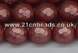 CSB1865 15.5 inches 14mm faceetd round matte shell pearl beads