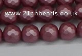 CSB1871 15.5 inches 6mm faceetd round matte shell pearl beads