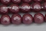 CSB1872 15.5 inches 8mm faceetd round matte shell pearl beads