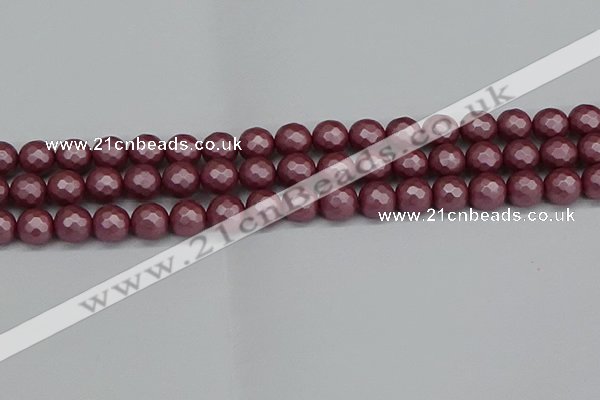 CSB1872 15.5 inches 8mm faceetd round matte shell pearl beads