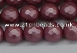 CSB1873 15.5 inches 10mm faceetd round matte shell pearl beads