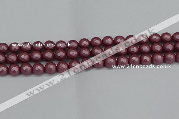 CSB1873 15.5 inches 10mm faceetd round matte shell pearl beads