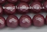 CSB1874 15.5 inches 12mm faceetd round matte shell pearl beads