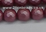 CSB1875 15.5 inches 14mm faceetd round matte shell pearl beads