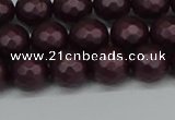 CSB1881 15.5 inches 6mm faceted round matte shell pearl beads