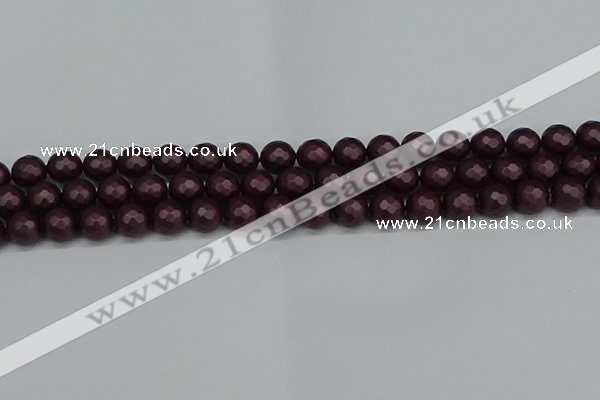 CSB1881 15.5 inches 6mm faceted round matte shell pearl beads