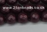 CSB1882 15.5 inches 8mm faceted round matte shell pearl beads