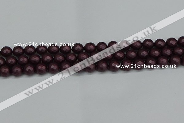 CSB1882 15.5 inches 8mm faceted round matte shell pearl beads