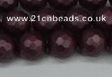 CSB1883 15.5 inches 10mm faceted round matte shell pearl beads