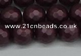 CSB1884 15.5 inches 12mm faceted round matte shell pearl beads