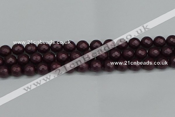 CSB1884 15.5 inches 12mm faceted round matte shell pearl beads