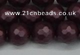 CSB1885 15.5 inches 14mm faceted round matte shell pearl beads