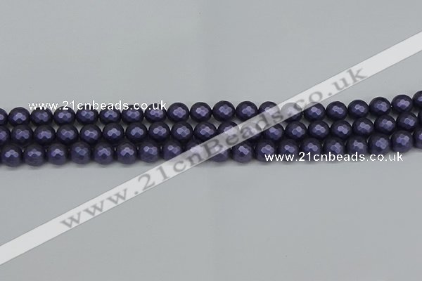 CSB1891 15.5 inches 6mm faceted round matte shell pearl beads