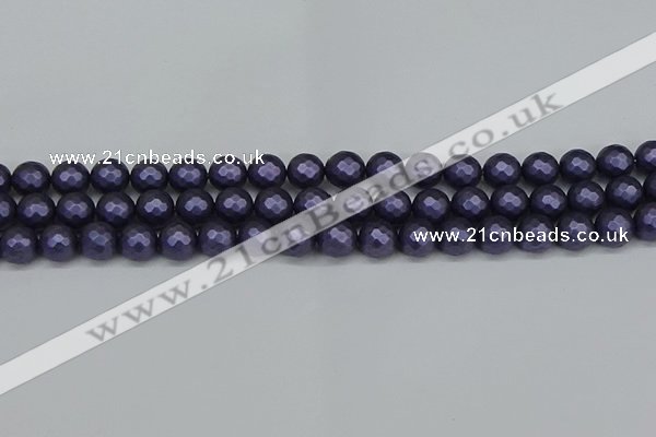 CSB1892 15.5 inches 8mm faceted round matte shell pearl beads