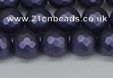 CSB1893 15.5 inches 10mm faceted round matte shell pearl beads