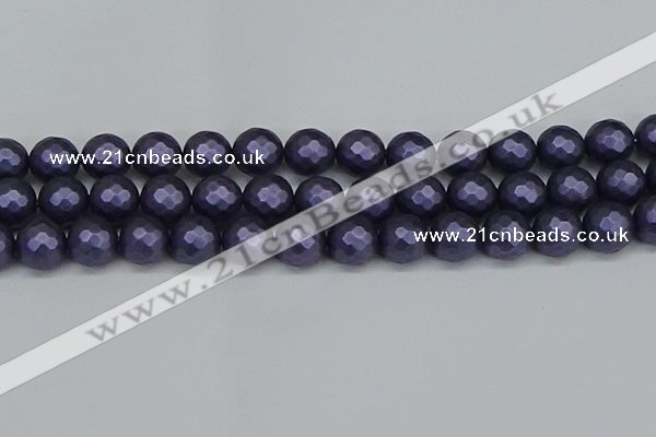 CSB1894 15.5 inches 12mm faceted round matte shell pearl beads