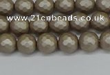 CSB1901 15.5 inches 6mm faceted round matte shell pearl beads