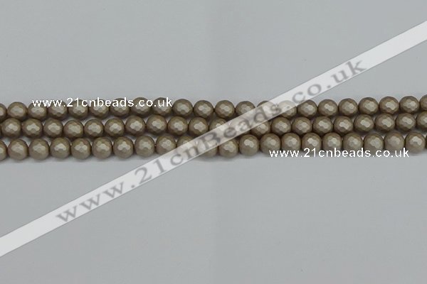 CSB1901 15.5 inches 6mm faceted round matte shell pearl beads