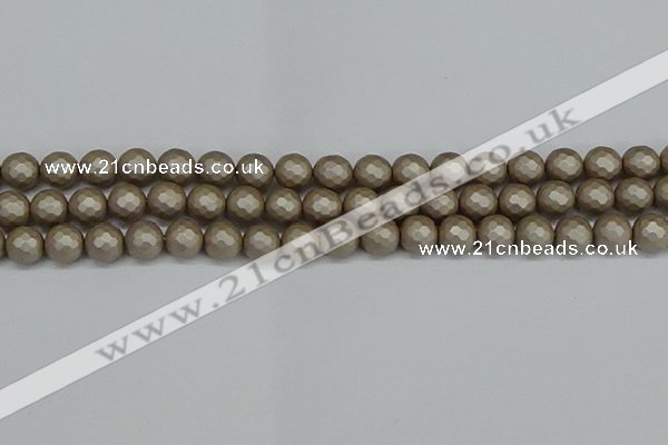 CSB1903 15.5 inches 10mm faceted round matte shell pearl beads