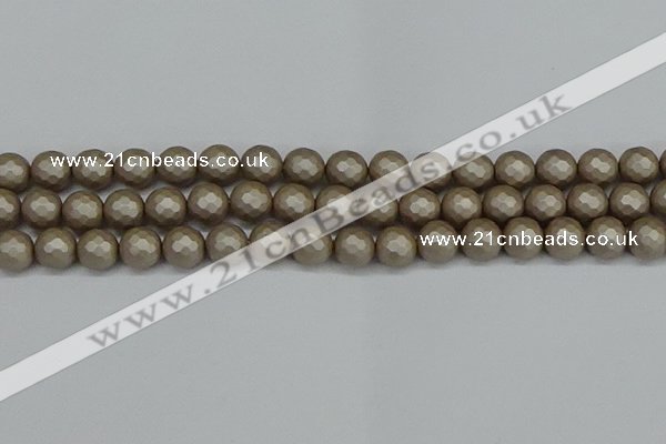 CSB1904 15.5 inches 12mm faceted round matte shell pearl beads