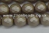 CSB1905 15.5 inches 14mm faceted round matte shell pearl beads