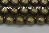 CSB1911 15.5 inches 6mm faceted round matte shell pearl beads