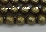 CSB1912 15.5 inches 8mm faceted round matte shell pearl beads