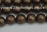 CSB1922 15.5 inches 8mm faceted round matte shell pearl beads