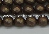 CSB1923 15.5 inches 10mm faceted round matte shell pearl beads