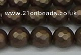 CSB1925 15.5 inches 14mm faceted round matte shell pearl beads