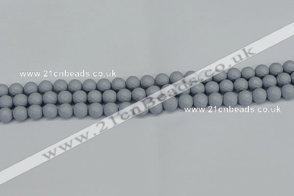 CSB1931 15.5 inches 6mm faceted round matte shell pearl beads