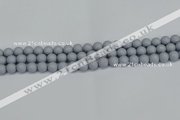CSB1932 15.5 inches 8mm faceted round matte shell pearl beads