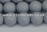 CSB1934 15.5 inches 12mm faceted round matte shell pearl beads