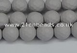 CSB1942 15.5 inches 8mm faceted round matte shell pearl beads