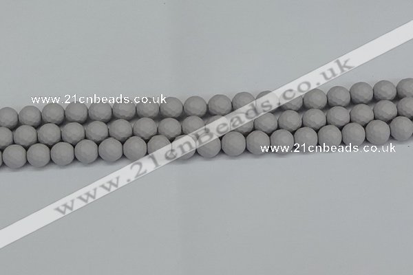 CSB1942 15.5 inches 8mm faceted round matte shell pearl beads