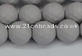 CSB1945 15.5 inches 14mm faceted round matte shell pearl beads