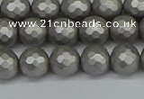 CSB1952 15.5 inches 8mm faceted round matte shell pearl beads