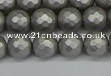 CSB1953 15.5 inches 10mm faceted round matte shell pearl beads