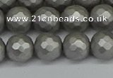 CSB1954 15.5 inches 12mm faceted round matte shell pearl beads