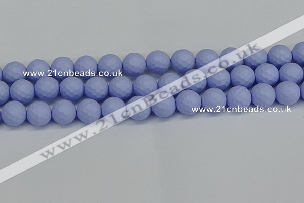 CSB1964 15.5 inches 12mm faceted round matte shell pearl beads