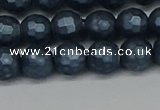 CSB1972 15.5 inches 8mm faceted round matte shell pearl beads