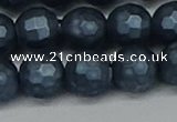 CSB1975 15.5 inches 14mm faceted round matte shell pearl beads