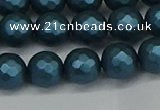 CSB1981 15.5 inches 6mm faceted round matte shell pearl beads