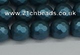 CSB1982 15.5 inches 8mm faceted round matte shell pearl beads