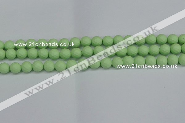 CSB1992 15.5 inches 8mm faceted round matte shell pearl beads