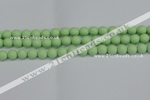 CSB1993 15.5 inches 10mm faceted round matte shell pearl beads