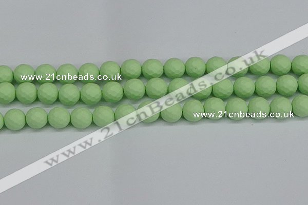 CSB1994 15.5 inches 12mm faceted round matte shell pearl beads